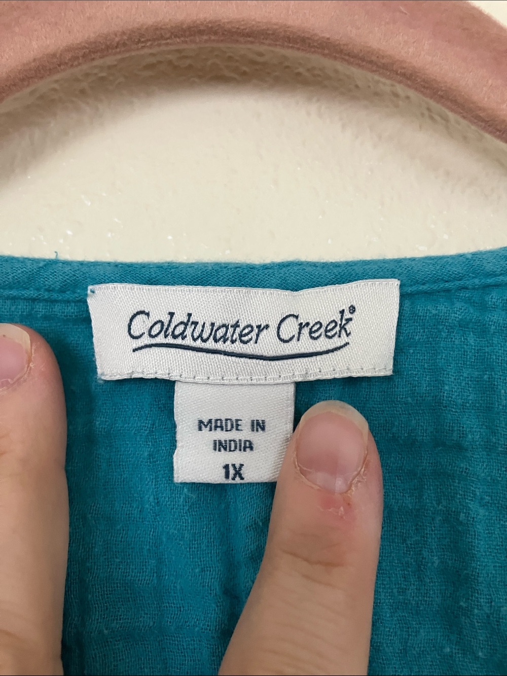 Coldwater Creek Muslin Cotton Blue Boxy Top, 1X - Picture 3 of 6